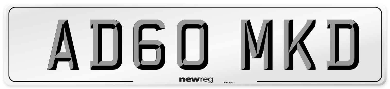 AD60 MKD Number Plate from New Reg